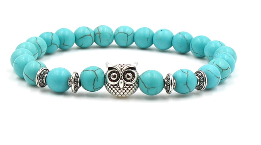 Yoga Fitness Bar - 8Mm Tdft54 Uil Armbanden Turquoise Boeddha