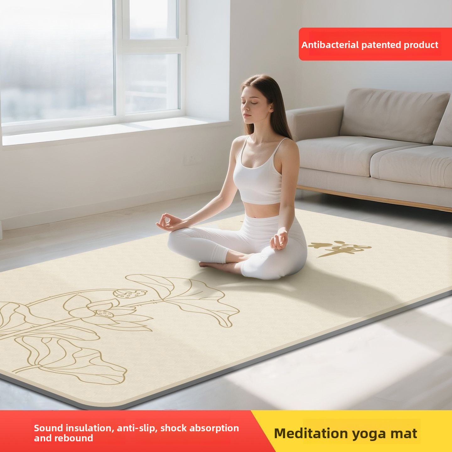 Yoga Of Fitness Mat - Zen Meditatie Yogamat voor Dames, Vergroot,