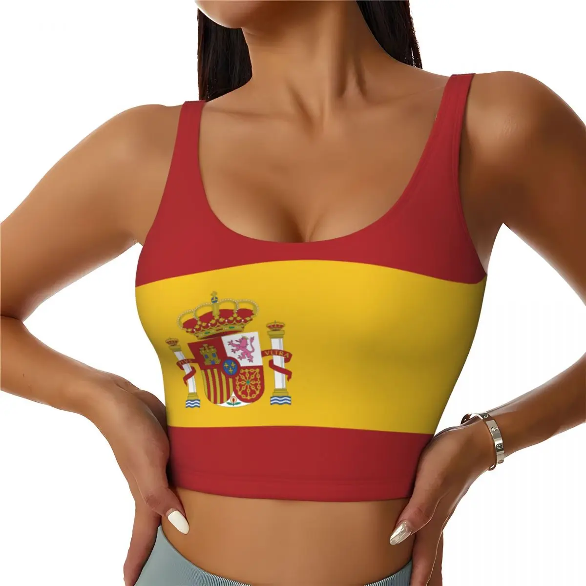 Yoga Of Fitness - Spanje Vlag Basic Tops Dames Samba