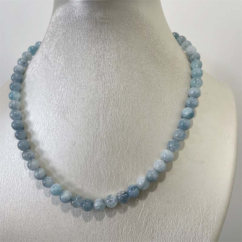 8MM Aquamarijn Jade Ketting Bl - Yoga Health & Fitness Center recensie en prijs