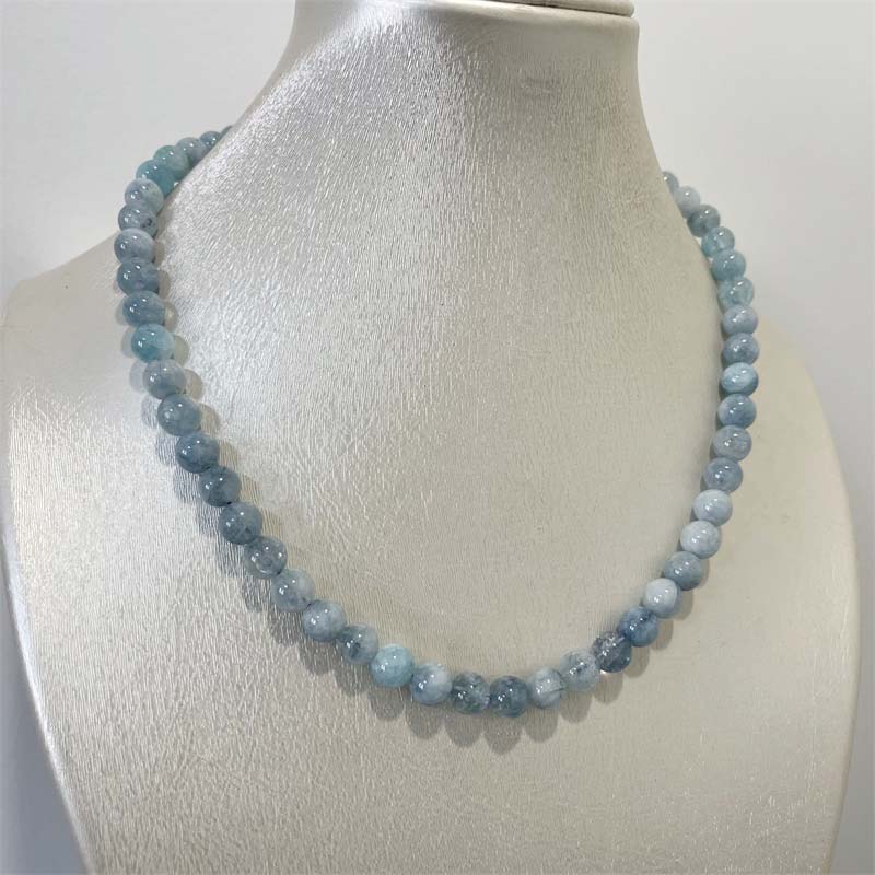 8MM Aquamarijn Jade Ketting Bl - Yoga Health & Fitness Center recensie en prijs