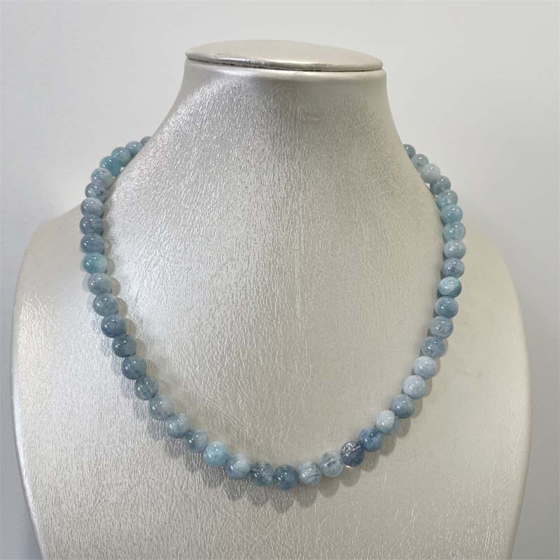 8MM Aquamarijn Jade Ketting Bl - Yoga Health & Fitness Center recensie en prijs