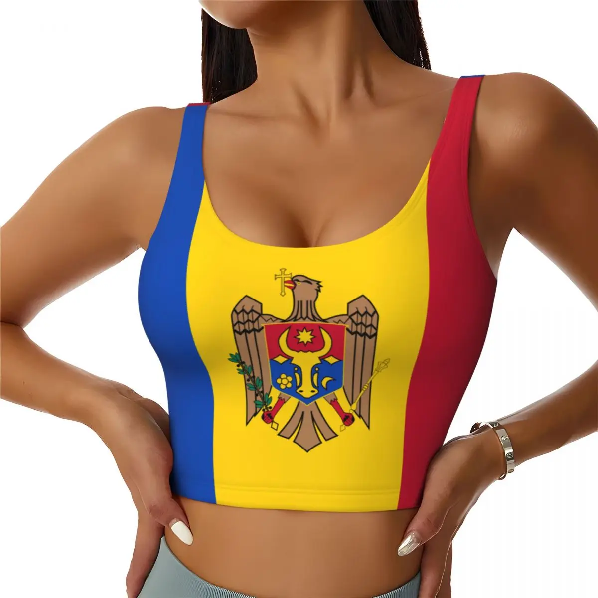 Moldavië Vlag Basic Tops Dames - Yoga Of Fitness recensie en prijs